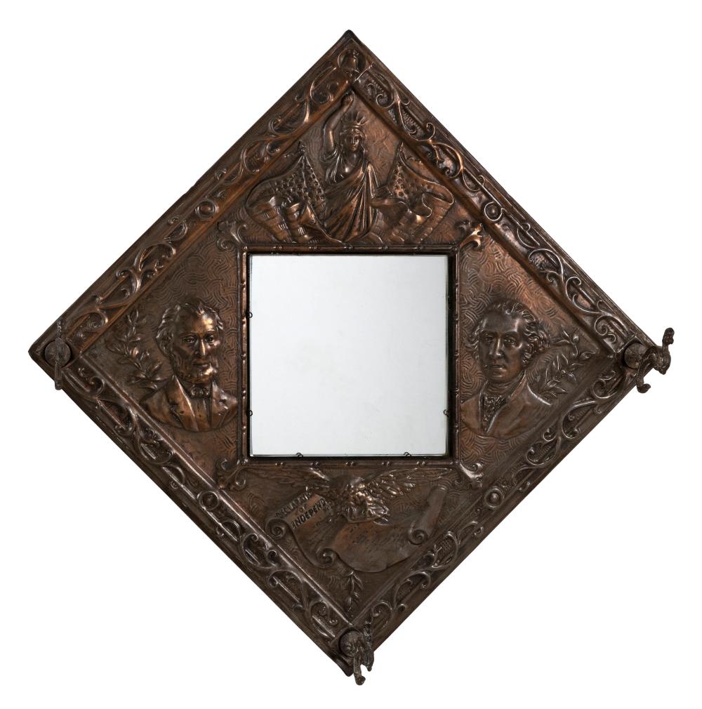 COPPER RELIEF COAT RACK/MIRROR