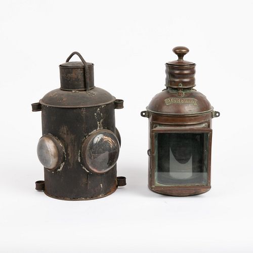 COPPER SHIP SIGNAL LANTERN AND