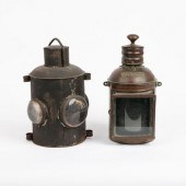 COPPER SHIP SIGNAL LANTERN AND