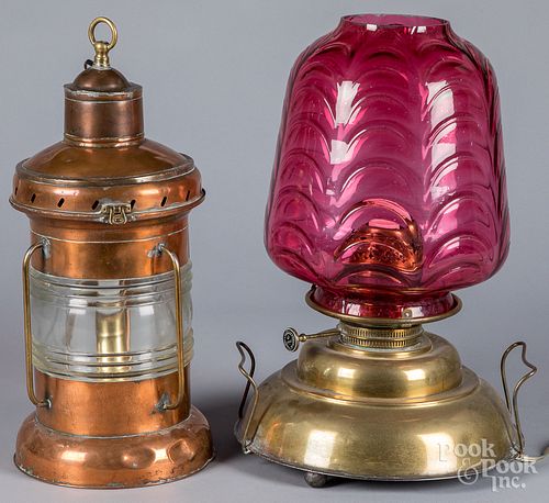 COPPER SHIPS LANTERN, 20TH C.Copper