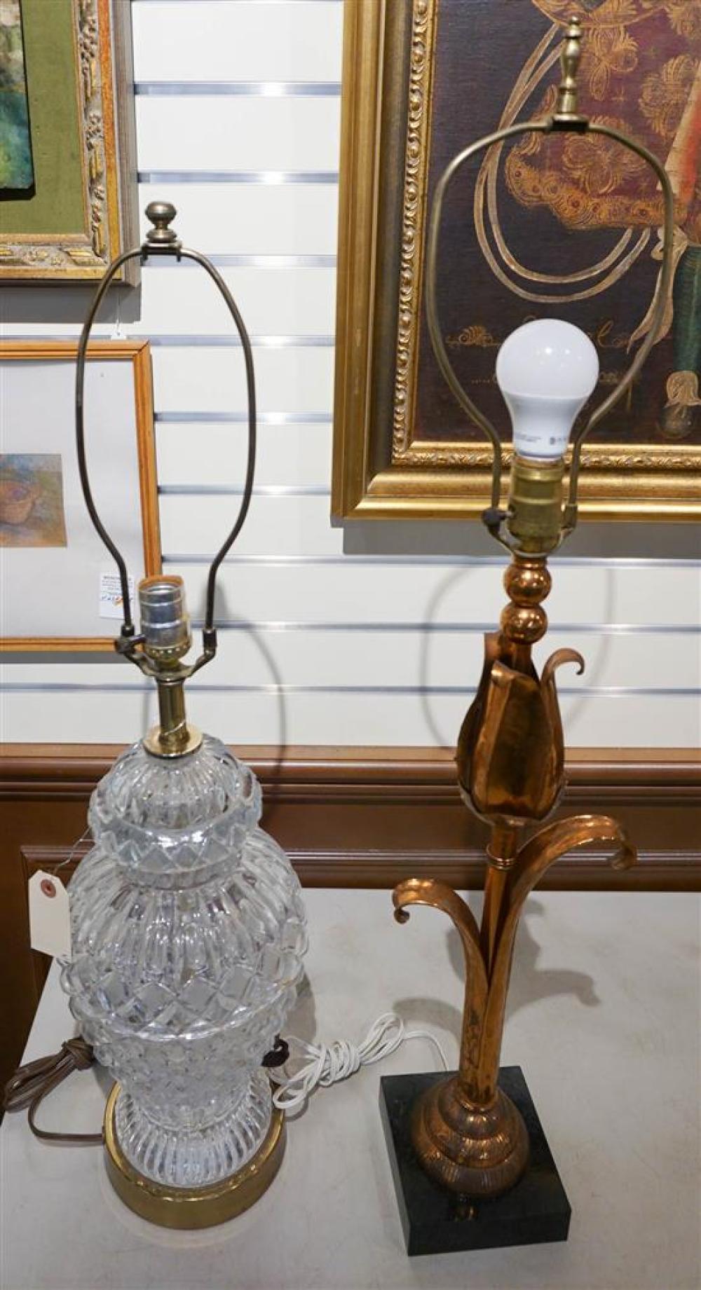 COPPER TABLE LAMP AND A MOLDED