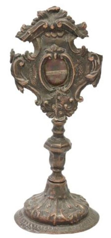 COPPER-TONE METAL ALTAR RELIQUARY