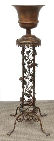 COPPER URN-FORM PLANTER ON