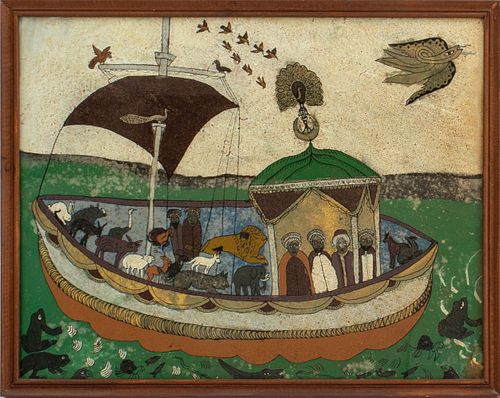 COPTIC FOLK ART REVERSE PAINTING ON