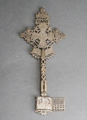 COPTIC WHITE BRASS CRUCIFIX, H