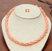 CORAL AND GOLD NECKLACE AND EA