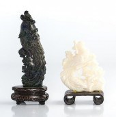 CORAL AND LAPIS CARVED BIRDSTw