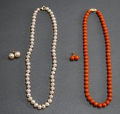 CORAL BEAD NECKLACE WITH A PAI