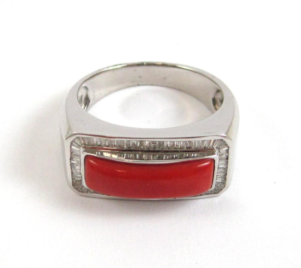 CORAL, DIAMOND AND FOURTEEN KARAT