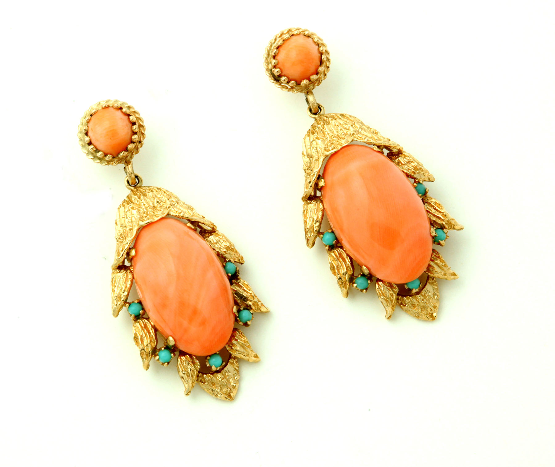 CORAL DROP EARRINGS.  Twentieth