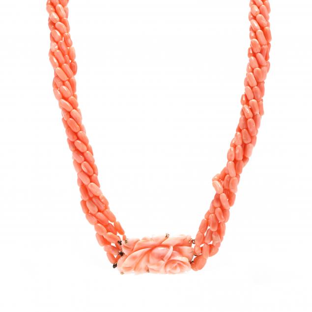 CORAL NECKLACE Central carved coral