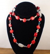 CORAL, RAINBOW MOONSTONE AND P