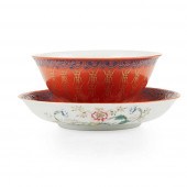 CORAL-RED-GROUND GILT-DECORATE