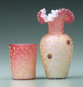 Coralene vase, tumbler: pink h