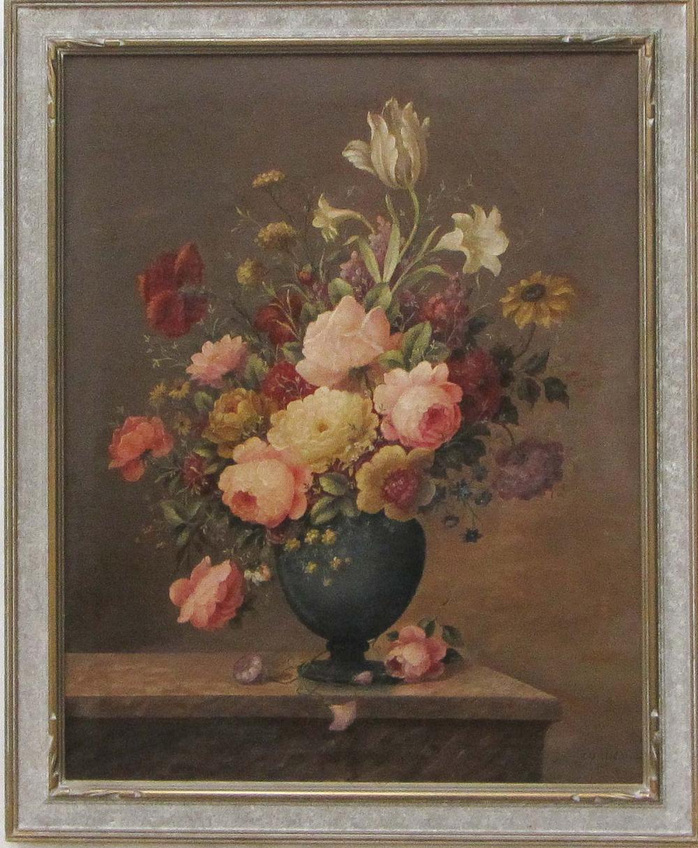 CORBE OIL ON CANVAS, FLORAL