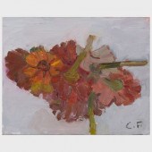 CORNELIA FOSS: ZINNIASOil on c