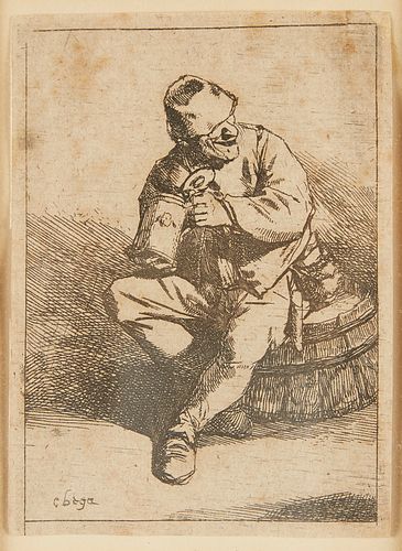 CORNELIS BEGA "THE DRINKER" ETCHING