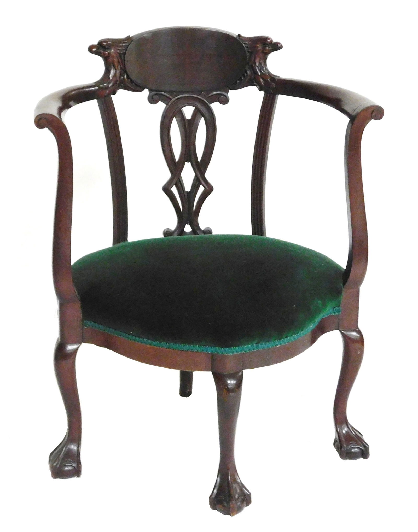 CORNER CHAIR, VICTORIAN, CREST WITH