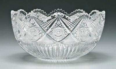 Corning cut glass bowl, hobstar and