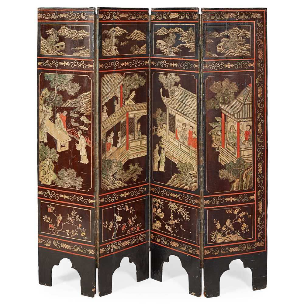 COROMANDEL LACQUER FOUR-PANEL
