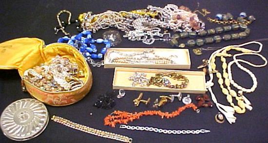 Costume jewelry in two boxes: one