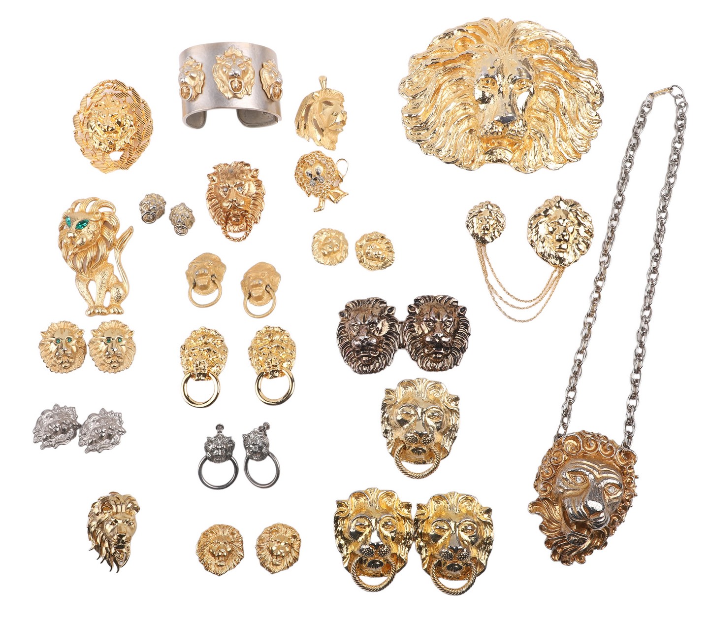 Costume Lion jewelry grouping to