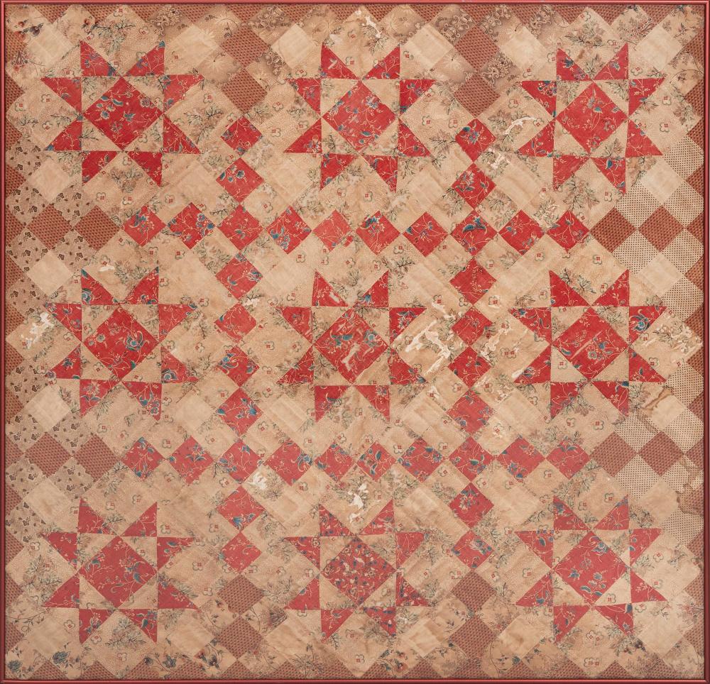 COTTON STAR PATTERN PIECED QUILT