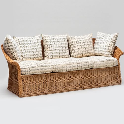 COTTON UPHOLSTERED WICKER SOFA,