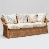 COTTON UPHOLSTERED WICKER SOFA