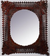 COUNTRY CARVED CHERRY MIRROR,