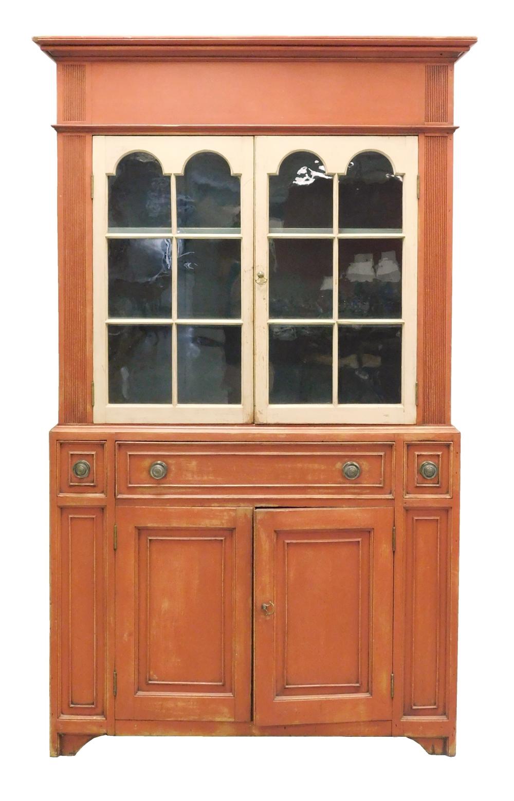 COUNTRY CUPBOARD IN RED AND CREAM