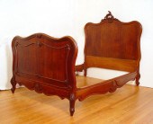 COUNTRY FRENCH CARVED OAK BED: