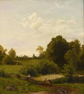 COUNTRY LANDSCAPE PAINTING SIG