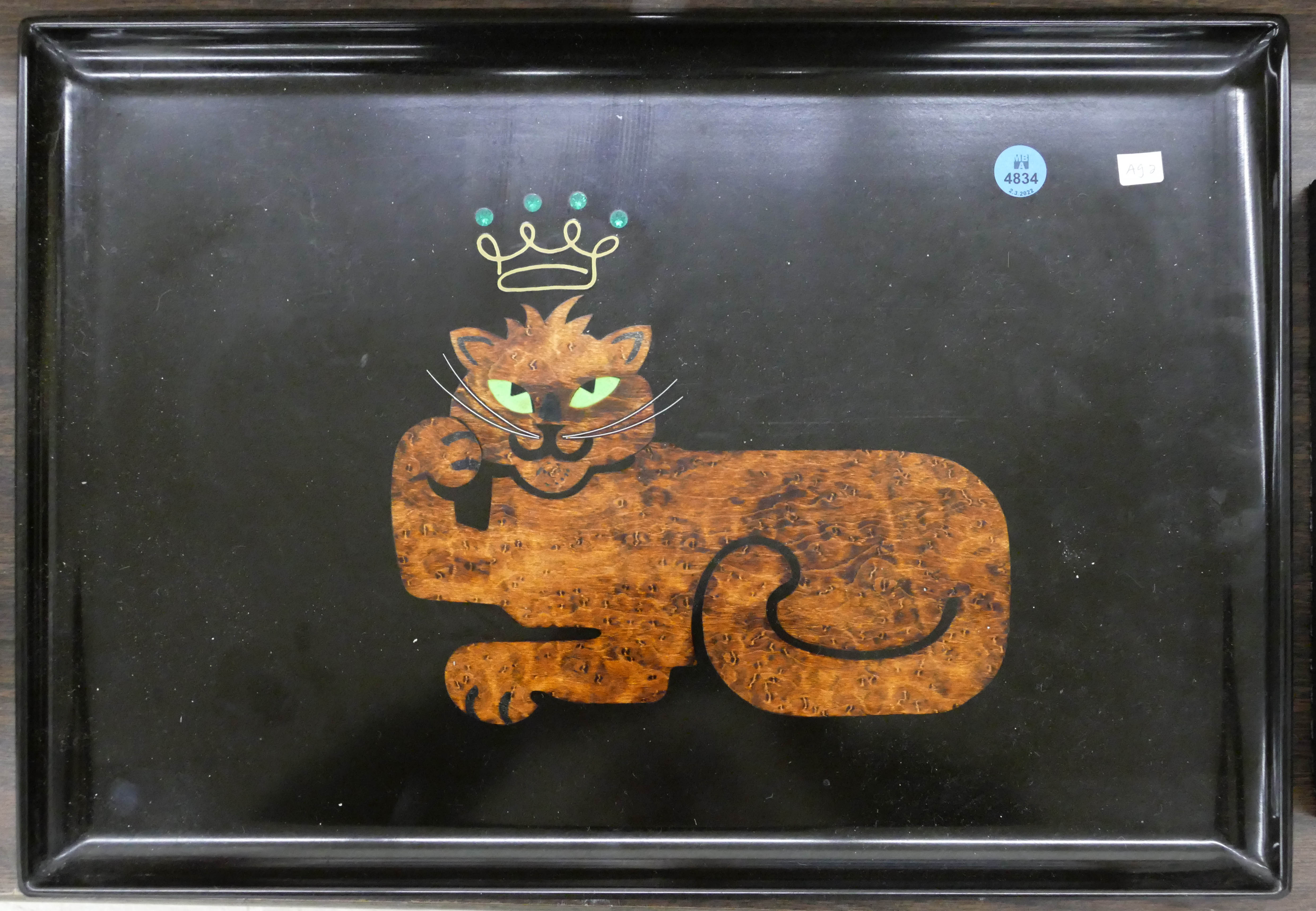 Couroc Midcentury Cat Tray- 13x18''