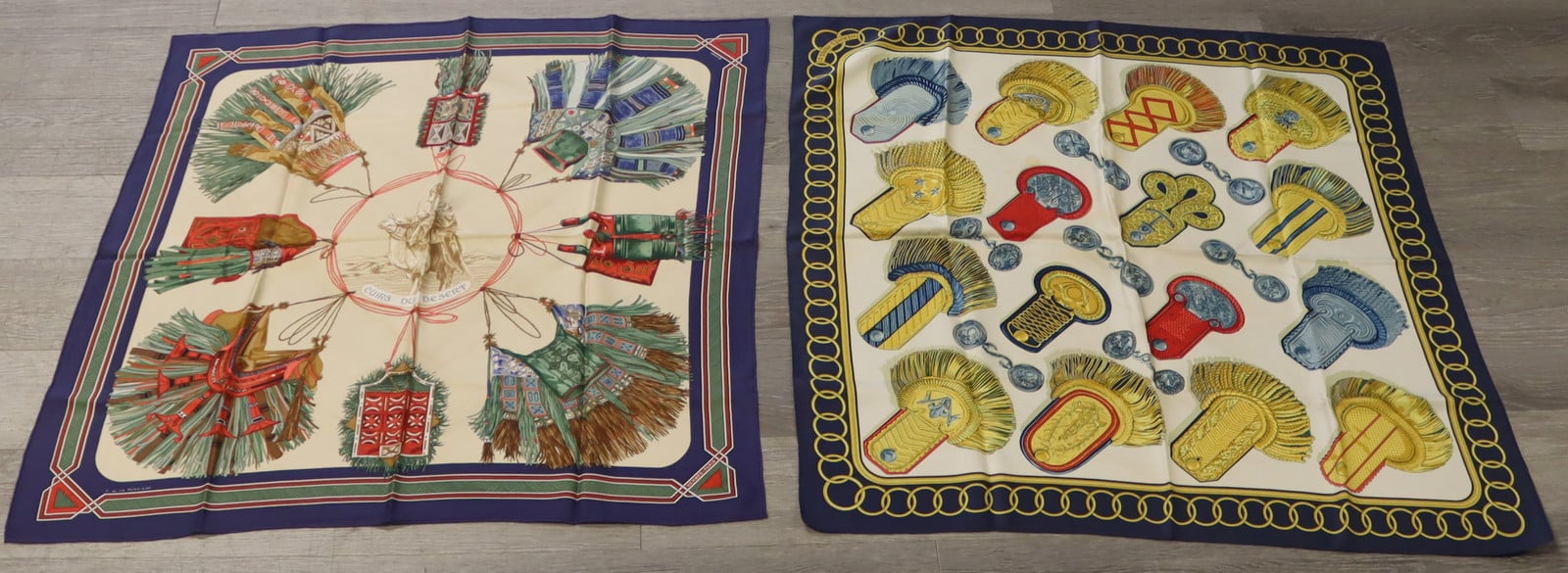 COUTURE. (2) HERMES SILK SCARVES.