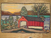 COVERED BRIDGE HOOKED RUGca. 1