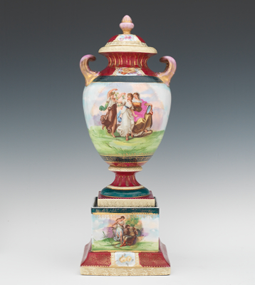 Covered Porcelain Urn Unmarked
