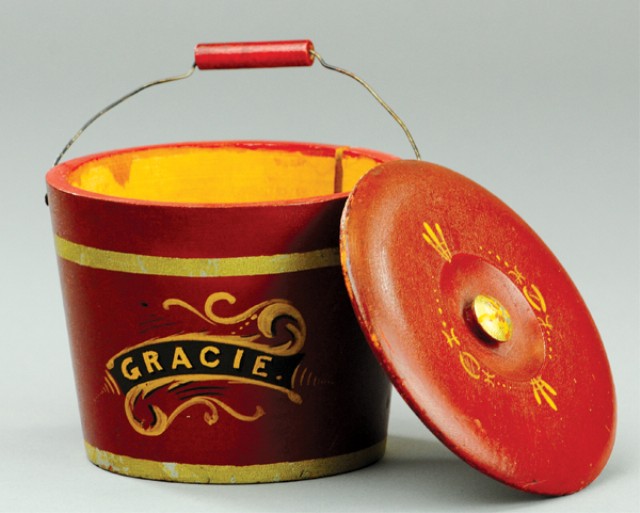 COVERED WOOD BUCKET Painted in