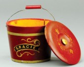 COVERED WOOD BUCKET Painted in