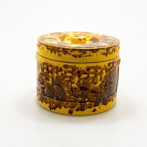 COVERED YELLOW WARE CROCKCovered