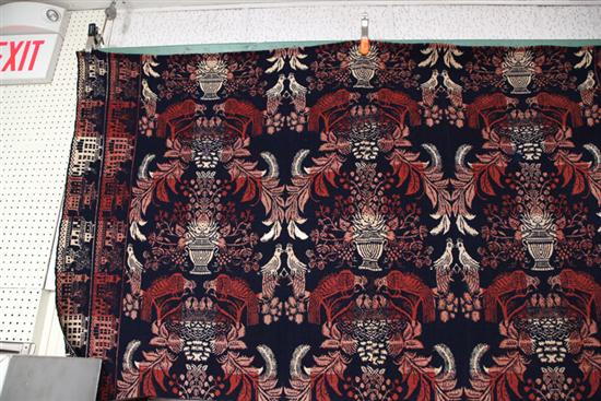 COVERLET. Dark blue ground with