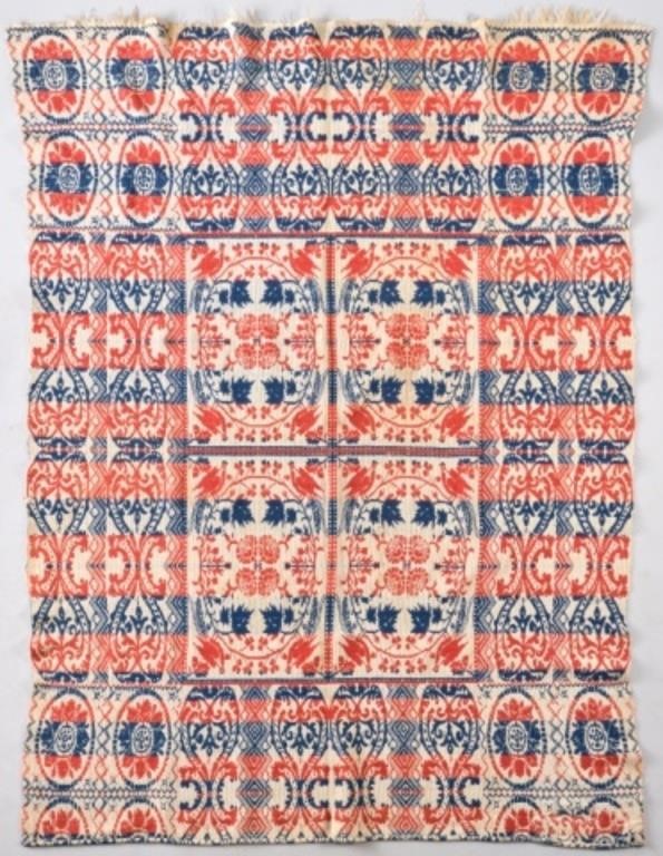 COVERLETAn overshot coverlet in a