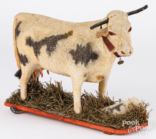 COW AND CALF PLATFORM PULL TOY, CA.