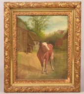 COW PAINTING BY C.H. MARKS.Cow
