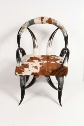 COWHIDE AND STEERHORN CHAIR: T
