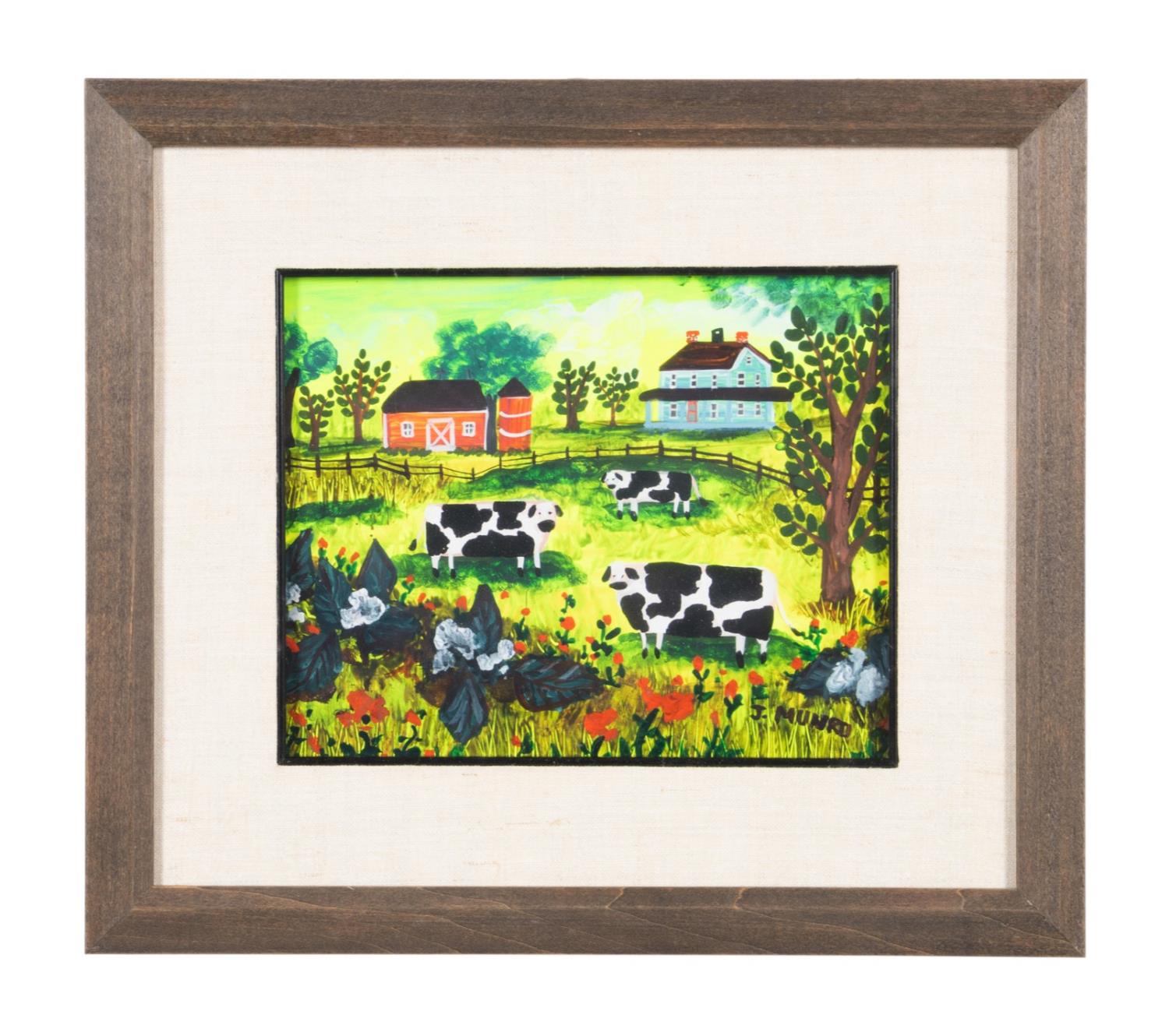 "COWS IN THE FRONT YARD" FOLK ART