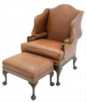 C.R. LAINE LEATHER WING CHAIR