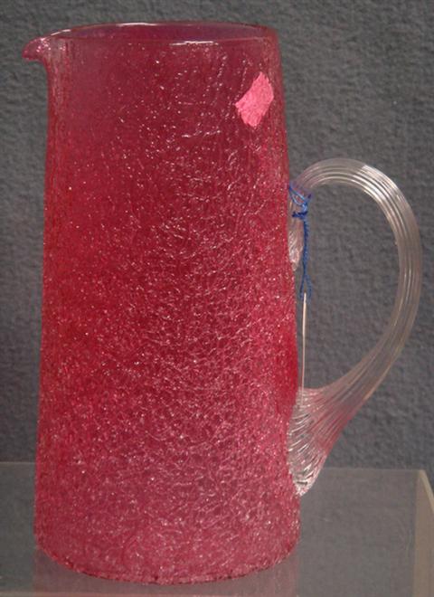 Crackle finished cranberry pitcher,