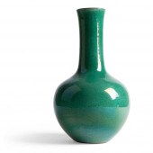 CRACKLED GREEN-GLAZED BOTTLE V