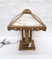 CRAFTSMAN OAK AND ART GLASS TA